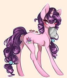 Size: 520x600 | Tagged: safe, artist:notthemosttalented, sugar belle, pony, unicorn, g4, the cutie map, blushing, butt, cute, eye clipping through hair, female, mare, mouth hold, plate, plot, solo, sugarbetes