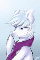 Size: 771x1153 | Tagged: safe, artist:snowsky-s, double diamond, earth pony, pony, g4, the cutie map, clothes, male, scarf, solo, stallion