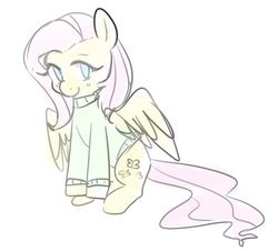 Size: 1280x1159 | Tagged: safe, artist:pegacornss, fluttershy, g4, bottomless, clothes, female, partial nudity, solo, sweater, sweatershy