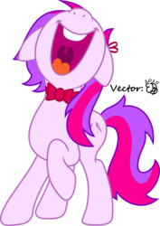 Size: 4000x5647 | Tagged: safe, artist:darknisfan1995, oc, oc only, oc:silent song, pony, bowtie, cute, floppy ears, happy, nose in the air, open mouth, raised hoof, simple background, smiling, solo, transparent background, uvula, vector