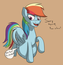 Size: 915x951 | Tagged: safe, artist:variant, rainbow dash, scootaloo, pegasus, pony, g4, belly, dialogue, female, fetish, mare, preddash, scootaprey, simple background, vore, wing hands