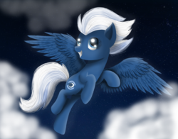 Size: 1400x1100 | Tagged: safe, artist:chanceyb, night glider, pegasus, pony, g4, the cutie map, female, flying, happy, night, smiling, solo