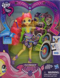 Size: 750x968 | Tagged: safe, fluttershy, equestria girls, g4, my little pony equestria girls: friendship games, archery, arrow, bow (weapon), bow and arrow, doll, equestria girls logo, female, packaging, solo, sporty style, toy, weapon