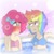 Size: 1000x1000 | Tagged: safe, artist:pre02, pinkie pie, rainbow dash, human, g4, bath, female, humanized, lesbian, ship:pinkiedash, shipping, steamy