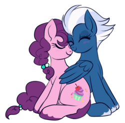 Size: 519x513 | Tagged: safe, artist:lulubell, night glider, sugar belle, pegasus, pony, unicorn, g4, the cutie map, blushing, female, lesbian, mare, nuzzling, ship:sugarglider, shipping, simple background, transparent background