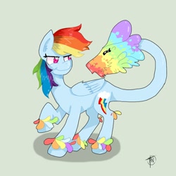 Size: 894x894 | Tagged: safe, rainbow dash, plant pony, g4, augmented tail, species swap, tailmouth