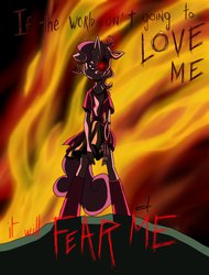 Size: 780x1025 | Tagged: safe, artist:quynzel, sweetie belle, robot, anthro, friendship is witchcraft, g4, angry, crying, female, fire, sad, solo, sweetie bot, terminator, text