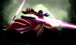 Size: 5000x3000 | Tagged: safe, artist:maxiebrown, twilight sparkle, human, g4, cloak, clothes, crossover, darth traya, female, humanized, kreia, lightsaber, magic, solo, star wars, star wars: knights of the old republic, telekinesis