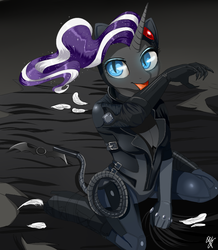 Size: 785x900 | Tagged: safe, artist:supermare, nightmare rarity, anthro, g4, arkham city, batman, catwoman, crossover, female, solo