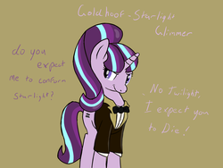 Size: 1600x1200 | Tagged: safe, artist:neighday, starlight glimmer, g4, the cutie map, auric goldfinger, crossover, goldfinger, goldhoof, james bond