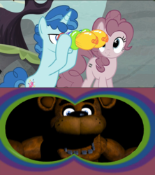 Size: 1920x2160 | Tagged: safe, party favor, pinkie pie, g4, my little pony: friendship is magic, the cutie map, balloon binoculars, balloon vision, exploitable meme, five nights at freddy's, freddy fazbear, jumpscare, meme