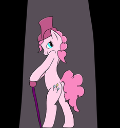 Size: 866x925 | Tagged: safe, artist:neighday, pinkie pie, earth pony, pony, g4, bedroom eyes, cane, crossover, hat, pink panther, the pink pony