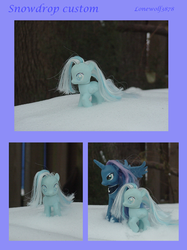 Size: 1242x1662 | Tagged: safe, artist:lonewolf3878, princess luna, oc, oc:snowdrop, g4, brushable, customized toy, snow, toy