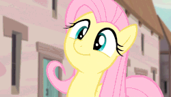 Size: 1888x1080 | Tagged: safe, screencap, fluttershy, pegasus, pony, g4, season 5, the cutie map, animated, cute, female, flutterbob, gif, headbob, in our town, mare, party soft, perfect loop, photoshop, shyabetes, smiling, solo, sweet dreams fuel, weapons-grade cute