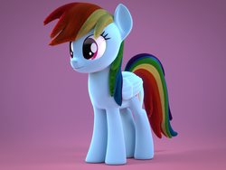 Size: 1600x1200 | Tagged: dead source, safe, artist:creatorofpony, rainbow dash, pegasus, pony, g4, 3d, 3d model, blender, female, fluffy, mare, modified, simple background, solo