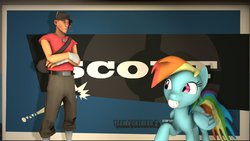 Size: 1191x670 | Tagged: safe, artist:the-lunar-brony, rainbow dash, g4, 3d, baseball, cute, scout (tf2), source filmmaker, team fortress 2