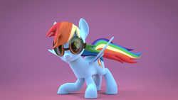 Size: 1920x1080 | Tagged: dead source, safe, artist:3d thread, artist:creatorofpony, rainbow dash, pegasus, pony, g4, 3d, 3d model, blender, female, goggles, mare, simple background, solo, wallpaper