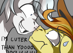 Size: 540x393 | Tagged: safe, artist:whitepone, braeburn, double diamond, earth pony, pony, g4, boop, cute, double dawwmond, duo, male, noseboop, stallion