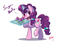 Size: 1400x1000 | Tagged: safe, artist:tikrs007, sugar belle, g4, the cutie map, cupcake, female, solo