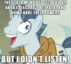 Size: 610x550 | Tagged: safe, screencap, party favor, g4, my little pony: friendship is magic, the cutie map, twilight's kingdom, exploitable meme, i didn't listen, image macro, meme