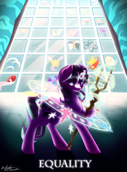 Size: 1996x2698 | Tagged: safe, artist:fuyusfox, starlight glimmer, g4, the cutie map, cutie mark vault, female, magic circle, s5 starlight, solo, staff, staff of sameness