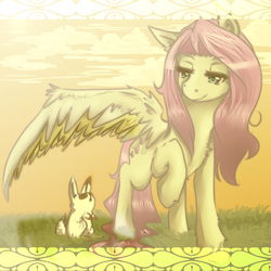 Size: 1500x1500 | Tagged: safe, artist:ariasolarena, fluttershy, rabbit, g4, female, solo