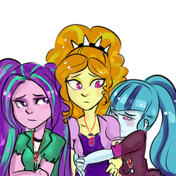 Size: 500x500 | Tagged: safe, artist:puffpink, adagio dazzle, aria blaze, sonata dusk, equestria girls, g4, my little pony equestria girls: rainbow rocks, hug, the dazzlings