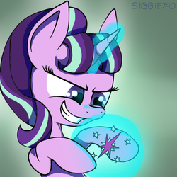 Size: 500x500 | Tagged: safe, artist:siggie740, starlight glimmer, g4, the cutie map, cutie mark, female, glare, grin, magic, smirk, solo