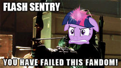 Size: 1000x561 | Tagged: safe, twilight sparkle, g4, arrow, implied flash sentry, meme, text, you have failed this city