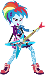Size: 1080x1780 | Tagged: safe, artist:poniiandii, rainbow dash, equestria girls, friendship through the ages, g4, my little pony equestria girls: rainbow rocks, 80s, alternate hairstyle, ear piercing, electric guitar, female, guitar, guitar pick, helix piercing, jewelry, musical instrument, necklace, piercing, rainbow punk, simple background, solo, svg, transparent background, vector
