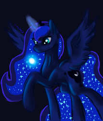 Size: 3000x3500 | Tagged: safe, artist:vincher, princess luna, g4, female, high res, magic, raised hoof, solo, spread wings