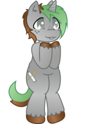 Size: 769x1038 | Tagged: safe, artist:matteglaze, oc, oc only, oc:matte glaze, pony, unicorn, semi-anthro, bipedal, freckles, ponysona, unshorn fetlocks, wingding eyes