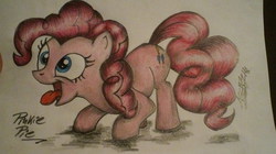 Size: 2356x1324 | Tagged: safe, artist:cesarelrojas1, pinkie pie, g4, female, solo, tongue out, traditional art