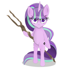 Size: 900x800 | Tagged: safe, artist:coltsteelstallion, starlight glimmer, pony, unicorn, g4, the cutie map, bipedal, female, horn, mare, s5 starlight, simple background, solo, staff, staff of sameness, transparent background