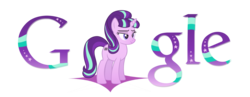 Size: 1800x700 | Tagged: safe, artist:thepatrollpl, starlight glimmer, pony, unicorn, g4, the cutie map, customized toy, cute, equal cutie mark, female, glimmerbetes, google, lidded eyes, logo, mare, s5 starlight, simple background, smiling, solo, stars, text, theme, transparent background