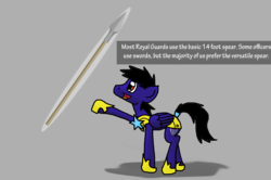 Size: 2643x1755 | Tagged: safe, artist:jrapcdaikari, oc, oc only, oc:paladin colt, caption, dialogue, royal guard, spear