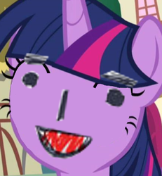 Size: 436x471 | Tagged: safe, edit, edited screencap, screencap, twilight sparkle, g4, animal crossing, blanca, face, face swap, female, solo, wat