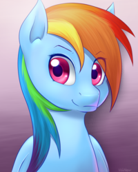 Size: 1024x1280 | Tagged: safe, artist:vividvapor, rainbow dash, pegasus, pony, g4, female, portrait, smiling, solo