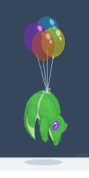 Size: 320x638 | Tagged: safe, artist:oops, gummy, g4, animated, balloon, floating, male, pet, solo, suspended