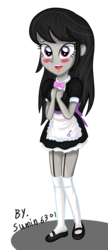 Size: 984x2276 | Tagged: safe, artist:sumin6301, octavia melody, equestria girls, g4, blushing, bowtie, clothes, cute, female, garter belt, maid, open mouth, simple background, smiling, solo, stockings, tavibetes, transparent background