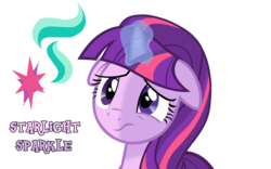 Size: 1920x1200 | Tagged: artist needed, safe, starlight glimmer, twilight sparkle, oc, oc only, oc:starlight sparkle, alicorn, pony, g4, the cutie map, :s, bad end, counterparts, female, floppy ears, frown, fusion, fusion:starlight glimmer, fusion:twilight sparkle, fusion:twistarlight, glowing horn, horn, magic, magical trio, mare, sad, sad face, sadlight glimmer, simple background, solo, transparent background, twilight sparkle (alicorn), twilight's counterparts, wavy mouth, we have become one, xk-class end-of-the-world scenario