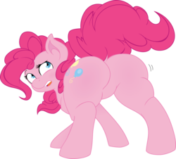 Size: 4000x3610 | Tagged: safe, artist:bork88, artist:joey darkmeat, pinkie pie, earth pony, pony, g4, balloonbutt, butt, featureless crotch, female, looking back, mare, plot, plump, simple background, solo, transparent background, vector, wide hips