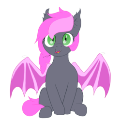 Size: 2200x2200 | Tagged: safe, artist:codras, oc, oc only, oc:heartbeat, bat pony, pony, cute, food, gum, high res, sitting, solo