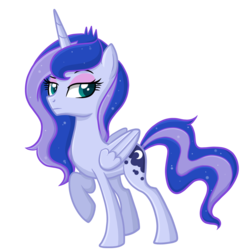 Size: 2376x2376 | Tagged: safe, artist:thecheeseburger, princess luna, vice principal luna, alicorn, pony, equestria girls, g4, 2014, clothes, equestria girls coloration, equestria girls outfit, equestria girls ponified, eyeshadow, female, folded wings, frown, high res, horn, looking at you, ponified, ponified humanized pony, raised eyebrow, raised hoof, simple background, solo, transparent background, vector, wings, wings down