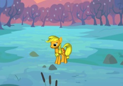 Size: 386x270 | Tagged: safe, applejack, g4, 3d, late, sweet apple acres