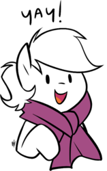 Size: 313x500 | Tagged: safe, artist:egophiliac, double diamond, g4, the cutie map, clothes, cute, double dawwmond, happy, male, reaction image, scarf, solo, yay