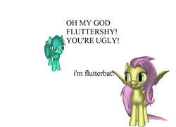 Size: 1106x799 | Tagged: safe, fluttershy, lyra heartstrings, g4, 3d, flutterbat, weird