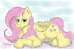 Size: 1000x667 | Tagged: safe, artist:bigmacintosh2000, fluttershy, g4, 30 minute art challenge, lying down