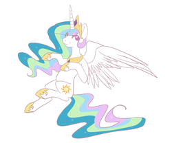 Size: 1200x1000 | Tagged: safe, artist:catzino, princess celestia, alicorn, pony, g4, cute, cutelestia, female, floating, simple background, solo, white background