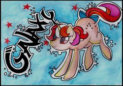 Size: 1024x718 | Tagged: safe, artist:kernal-flob, galaxy (g1), twinkle eyed pony, g1, female, solo, traditional art